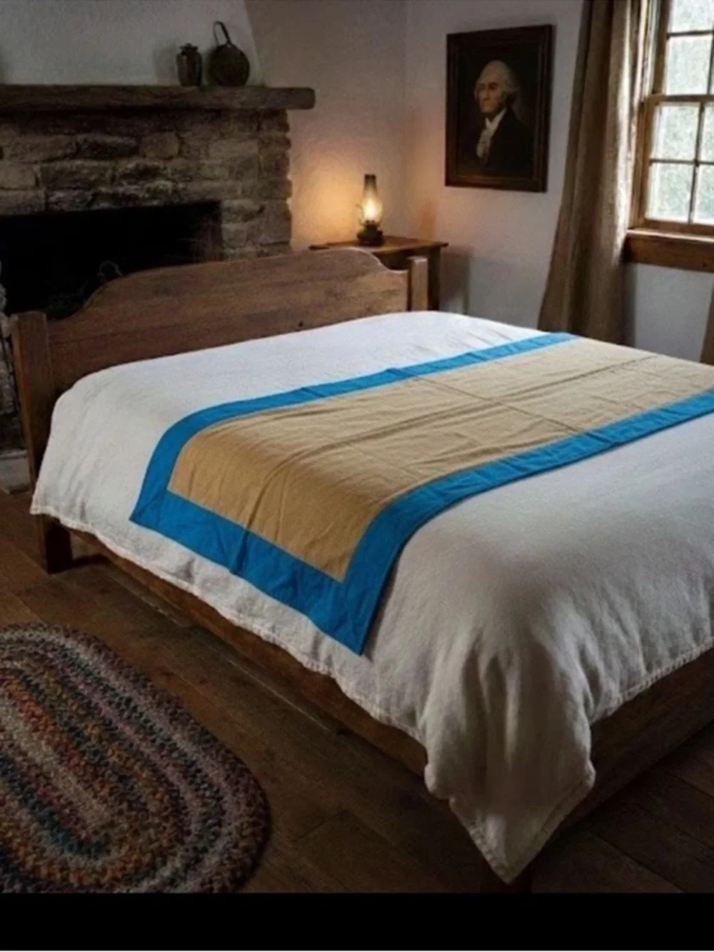 Vintage Corduroy Crazy Quilt bed runner Embroidery 33”x82” Primitive